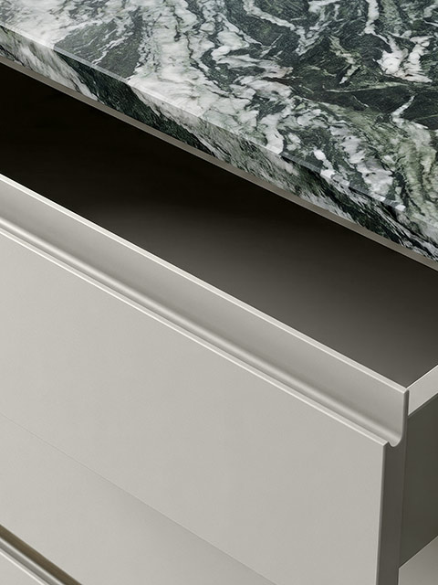 J pull handle door and drawer front