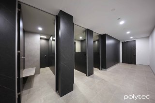 Polytec - COMPACT Toilet Partitions in Athena Stone Smooth.
