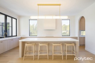 polytec KITCHEN - Doors and panles in Calcutta 10,  with Coastal Oak Woodmatt.