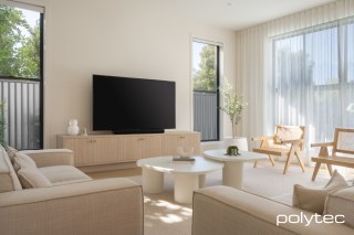 polytec STUDY & ENTERTAINMENT - Media unit in Calcutta 10,  with Coastal Oak Woodmatt.