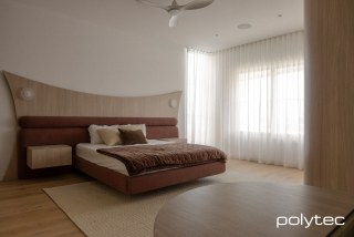 polytec RAVINE - Bedhead and side tables in Soft Walnut Ravine.