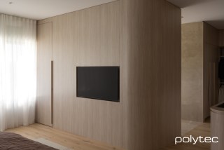 polytec STUDY & ENTERTAINMENT - Wall lining in Soft Walnut Ravine.
