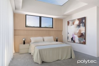 polytec MELAMINE - Wall panelling in Blonde Oak Woodmatt.