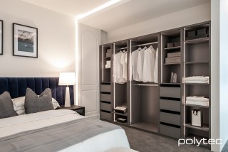 polytec WARDROBE - Wardrobe in Cinder Venette,  with Square Edge.