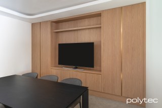 polytec COMMERCIAL & ARCHITECTURAL - Doors and Panels in Boston Oak Woodmatt,  with Bevel Edge.
