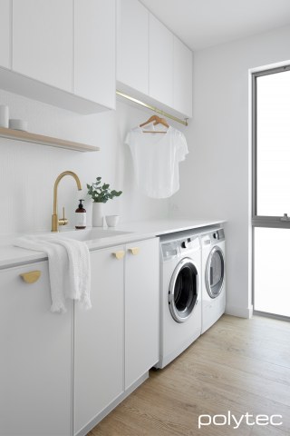 polytec LAUNDRY - Thermolaminated Doors & Panels	 in Chifley,  and Blossom White Smooth.