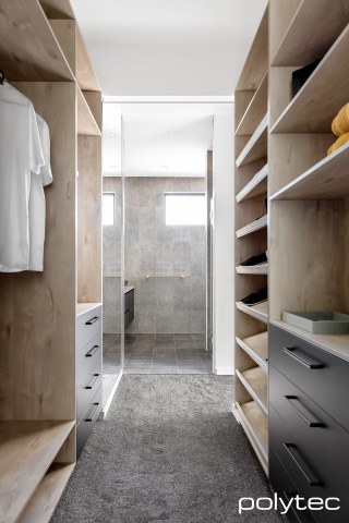 polytec WARDROBE - Wardrobe in Angora Oak Woodmatt,  and Black Ultramatt.