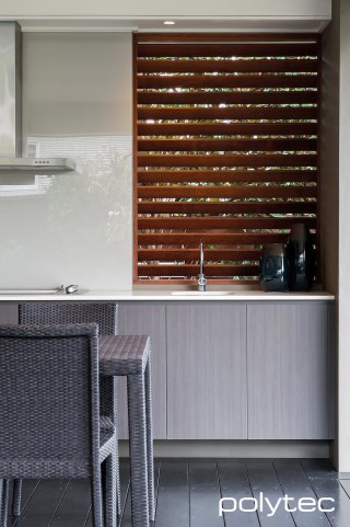 Polytec - Compact Laminate doors in Truffle Lini Matt.