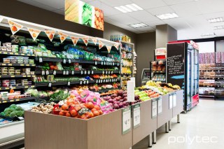 polytec COMMERCIAL & ARCHITECTURAL - Melamine grocery display in Rocco Lini Matt.