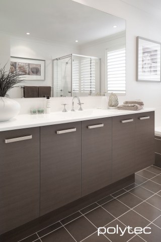 polytec BATHROOM - Melamine vanity in Truffle Lini Matt.
