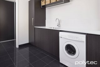 polytec LAUNDRY - Melamine doors in Shannon Oak Matt, Melamine wardrobe in Shannon Oak Matt.