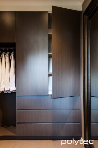 polytec WARDROBE - Melamine doors in Truffle Lini Matt.