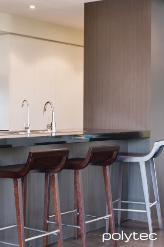 Polytec - Melamine wall and bar panel in Truffle Lini Matt.