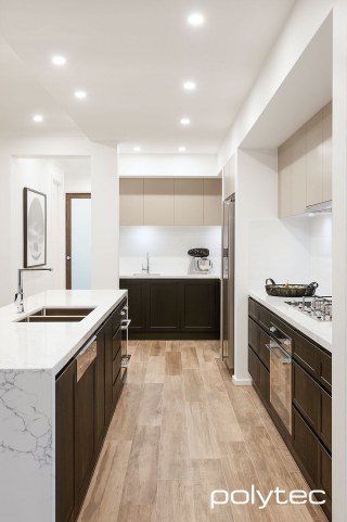 polytec THERMOLAMINATED - THERMOLAMINATED doors and drawers in Cammeray,  and Black Natura, THERMOLAMINATED overhead doors in Guilford,  and Greige Matt.