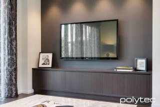 polytec MELAMINE - Melamine entertainment unit in Truffle Lini Matt.