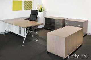 Polytec - Melamine office furniture in Artisan Oak Matt.