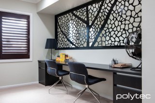 polytec STUDY & ENTERTAINMENT - Melamine drawers in Black Wenge Matt, Laminate desktop in Black Wenge Matt.