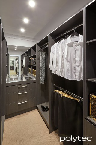 polytec WARDROBE - Melamine wardrobe joinery in Truffle Lini Matt.