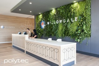 polytec COMMERCIAL & ARCHITECTURAL - Routed desk in Natural Oak Ravine.