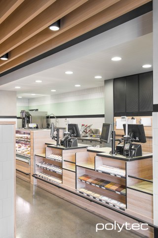 polytec COMMERCIAL & ARCHITECTURAL - Counter display in Natural Oak Ravine.