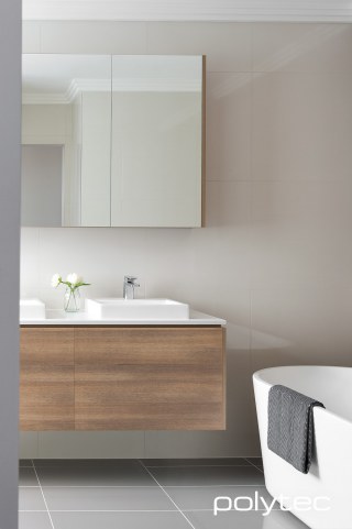 polytec BATHROOM - Bathroom vanity in Sepia Oak Ravine.
