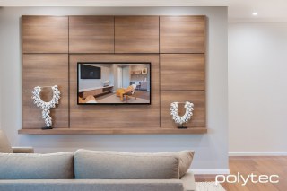 polytec STUDY & ENTERTAINMENT - Media wall unit in Sepia Oak Ravine.