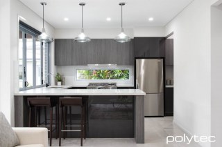 Polytec - THERMOLAMINATED doors in Maroso Milan Ravine,  and Cinder Gloss.