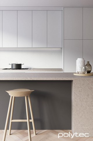 polytec KITCHEN - Doors and Panels in Mink Ultramatt,  and White Ultramatt.