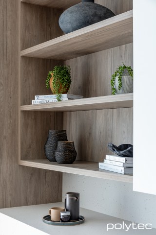 polytec STUDY & ENTERTAINMENT - Shelving in Antico Oak Woodmatt.