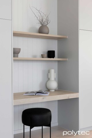 polytec STUDY & ENTERTAINMENT - Shelving in Angora Oak Woodmatt.