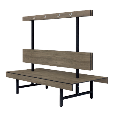 Double Island Bench Seat with Coat Rails